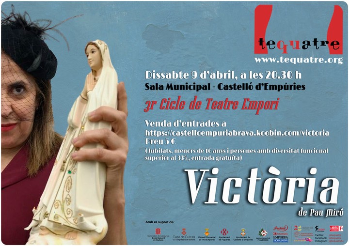 Ja tens les teves entrades per veure "Victòria" de Pau Miró? Una història d'amor i desventures que retrata, en una mica més de dues hores, la Barcelona de l'any 1951Aquest dissabte serem a #castellodempuries en el marc del 3r Cicle de Teatre #Empori Venda d'entrades a la bio i a l'enllaç:https://castelloempuriabrava.koobin.com/victoria